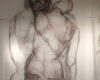 Titan in deklica (Titan And The Girl), 5x2,5 m, akvarel na dve kopreni (aquarell on two fleeces), 2024